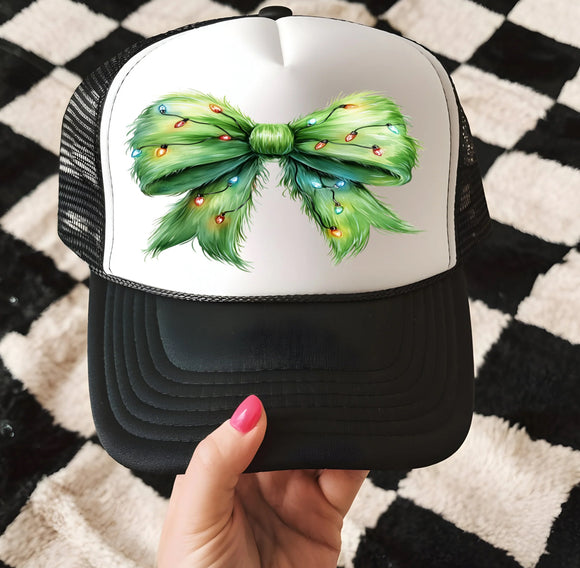 Green Holiday Bow Trucker Hat