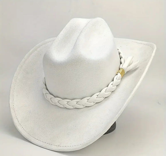 White Wide Brim Cowboy Hat & Accessories