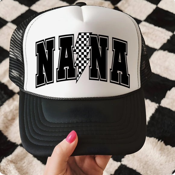 Nana with Checker lightening Bolt Trucker Hat