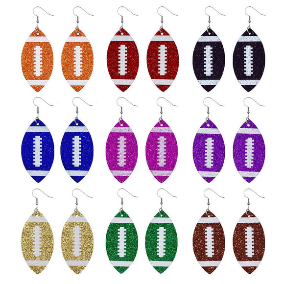 Glittering Football Dangle Earrings