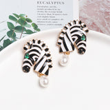 Zebra Pearl Pendant Earrings