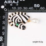 Zebra Pearl Pendant Earrings