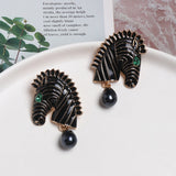 Zebra Pearl Pendant Earrings