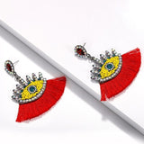 Beaded Eye Tassel Earrings
