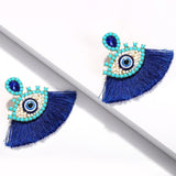 Beaded Eye Tassel Earrings