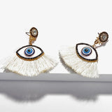 Beaded Eye Tassel Earrings