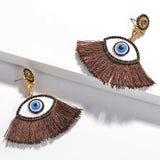 Beaded Eye Tassel Earrings