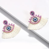 Beaded Eye Tassel Earrings