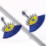 Beaded Eye Tassel Earrings
