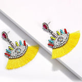 Beaded Eye Tassel Earrings