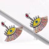 Beaded Eye Tassel Earrings