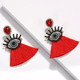 Beaded Eye Tassel Earrings