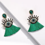 Beaded Eye Tassel Earrings