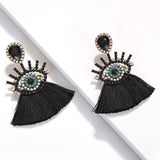 Beaded Eye Tassel Earrings