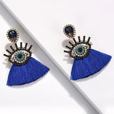 Beaded Eye Tassel Earrings