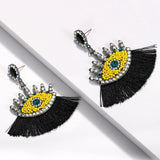 Beaded Eye Tassel Earrings