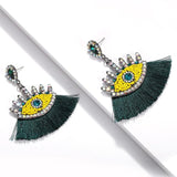 Beaded Eye Tassel Earrings