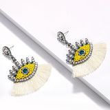 Beaded Eye Tassel Earrings