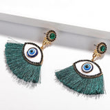 Beaded Eye Tassel Earrings