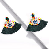 Beaded Eye Tassel Earrings