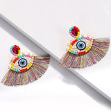 Beaded Eye Tassel Earrings