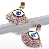 Beaded Eye Tassel Earrings
