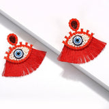 Beaded Eye Tassel Earrings