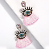 Beaded Eye Tassel Earrings