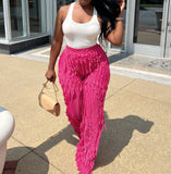 Wavy Ruffle Wide Leg Pants