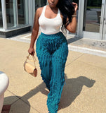 Wavy Ruffle Wide Leg Pants