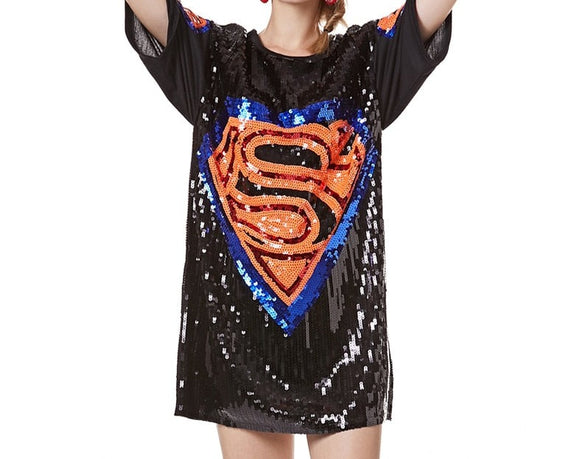 Super Lady Oversized Loose Sequin Dress