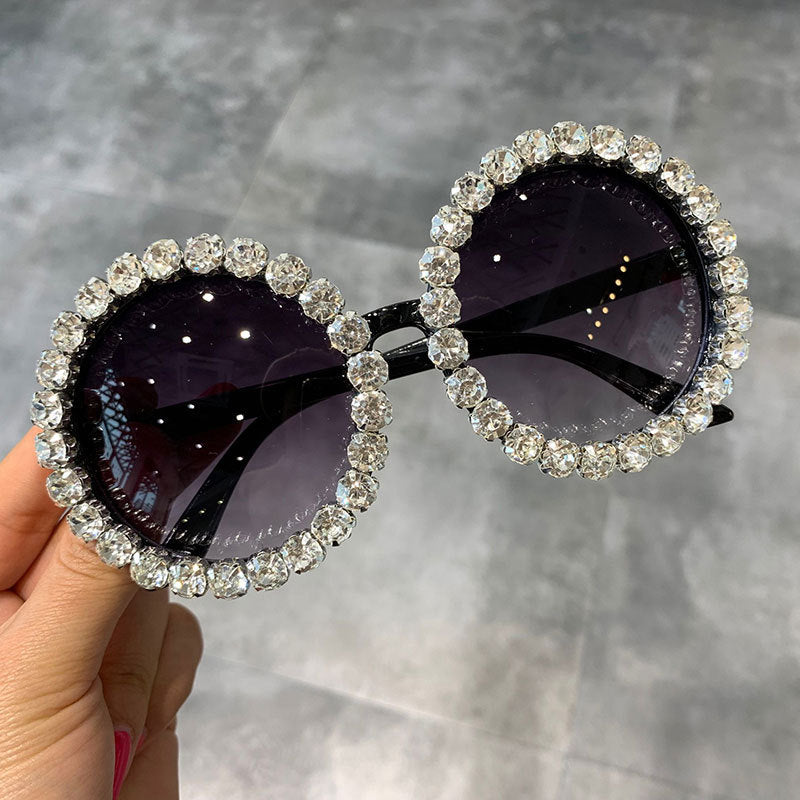 晨Rhinestone Glasses Fashion Transparent Square Sunglasses Fashion Sha, Gold with Crystal