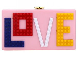 Love Letter Print Clutch w/Chain