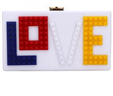 Love Letter Print Clutch w/Chain