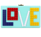 Love Letter Print Clutch w/Chain