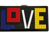 Love Letter Print Clutch w/Chain