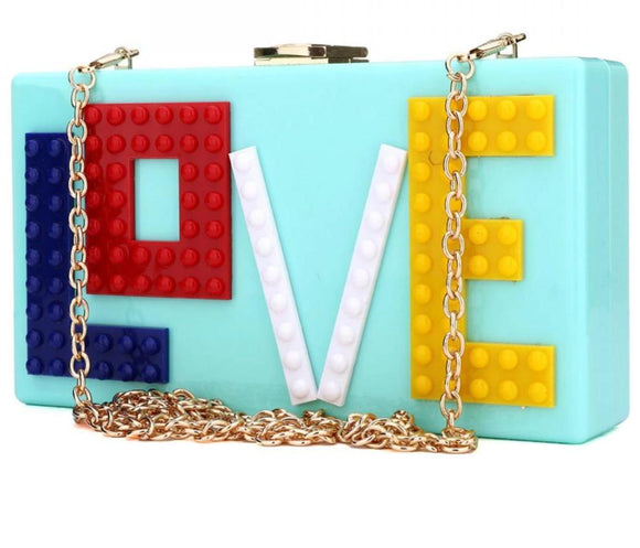 Love Letter Print Clutch w/Chain