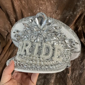 Bride Rhinestone Captain Hat