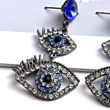 Crystal Metal Long Eye Earrings