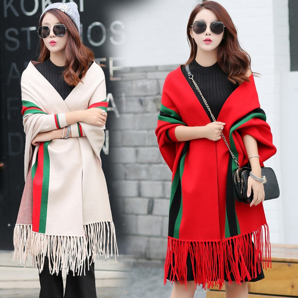 Elegant Tassel Wrap Swing Cardigan