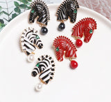 Zebra Pearl Pendant Earrings