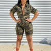 S-2XL Plus Size Camouflage Jumpsuit