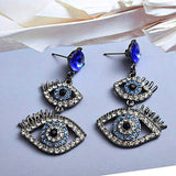 Crystal Metal Long Eye Earrings