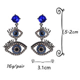 Crystal Metal Long Eye Earrings