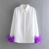 French Feathered Blouse