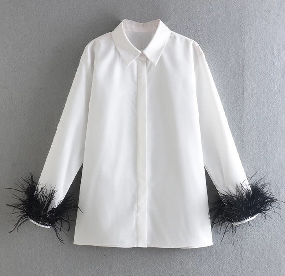 French Feathered Blouse