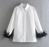 French Feathered Blouse