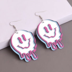 White Smiling Faces Earrings