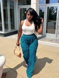 Wavy Ruffle Wide Leg Pants